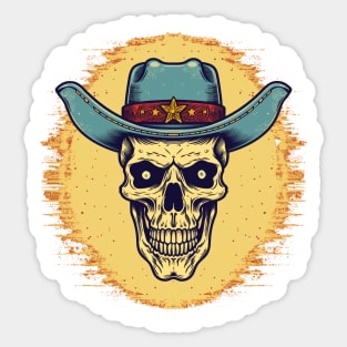 Retro Western Cowboy Skull Sticker